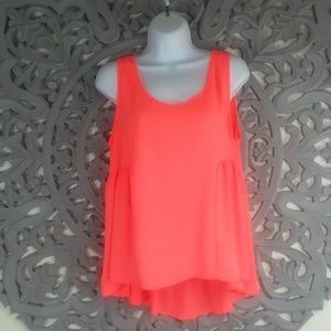 Neon Orange High Low Tank Flowy